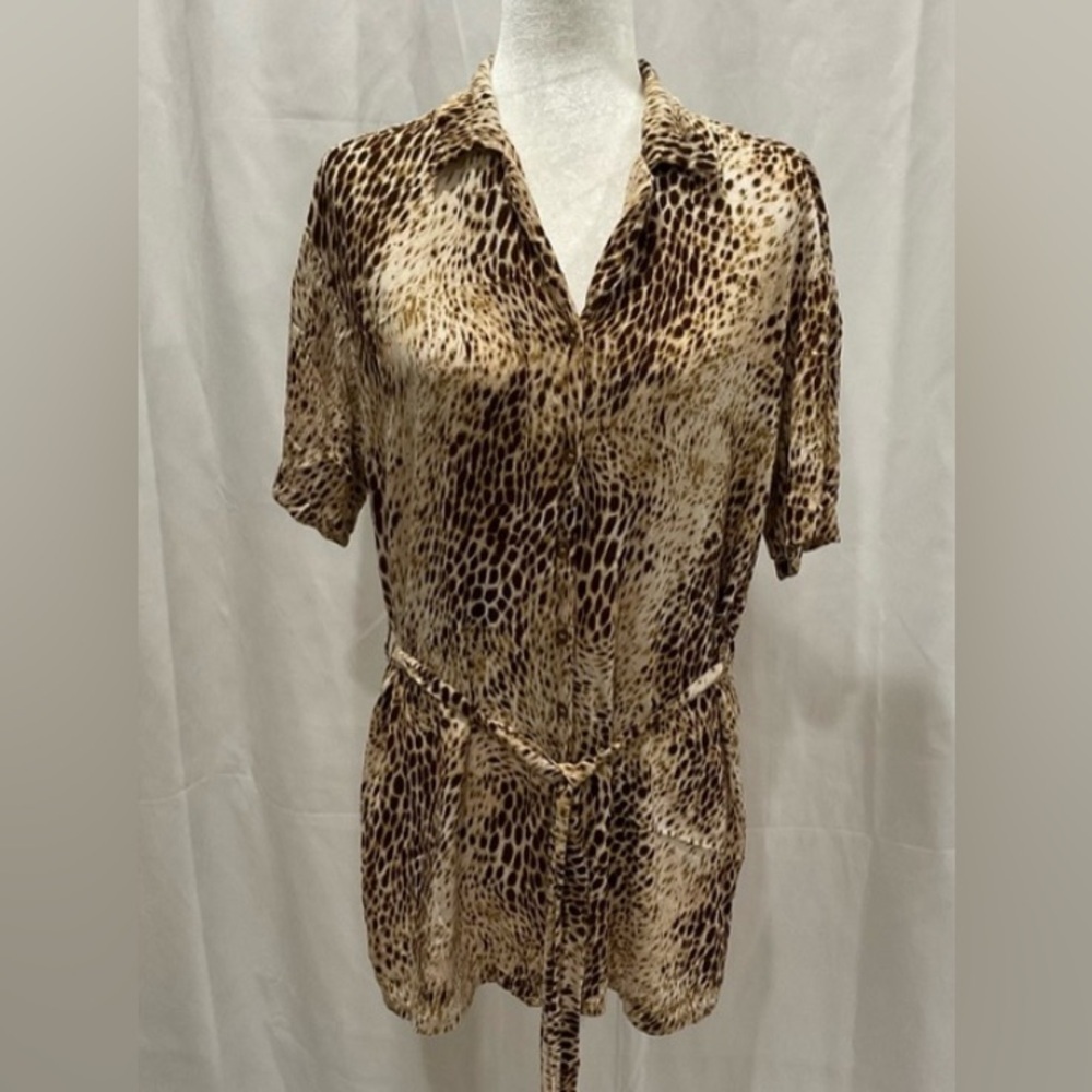 EUC Motel Mini Siare Animal Print Shirt Dress Crinkle